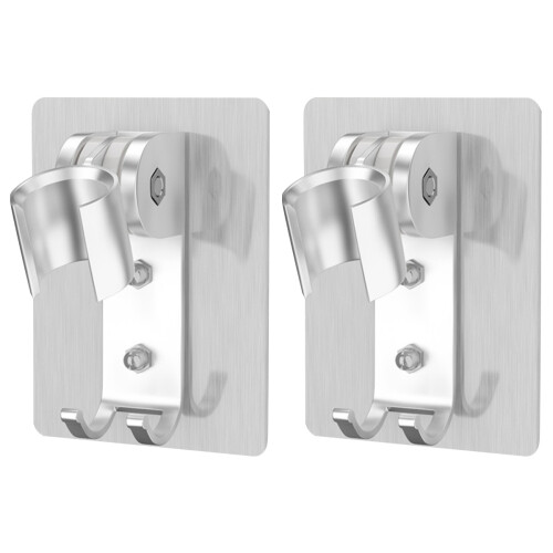 2 Pack Bathroom Shower Holder Perforation-Free Adhesive Nozzle Base