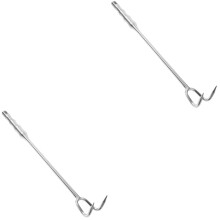 2Pcs Practical Stainless Steel Meat Hook Easy Clean Food Turner