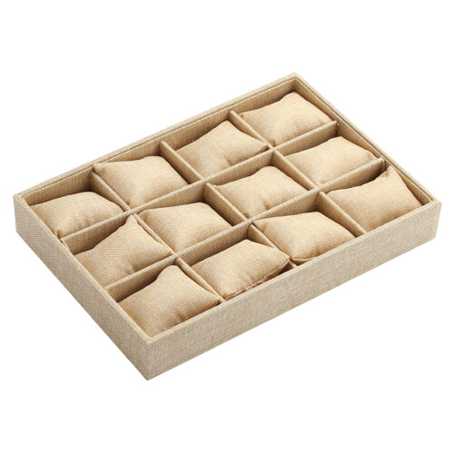 3Pcs Multi-Lattice Watch Storage Box Light Yellow Density Board Case 1
