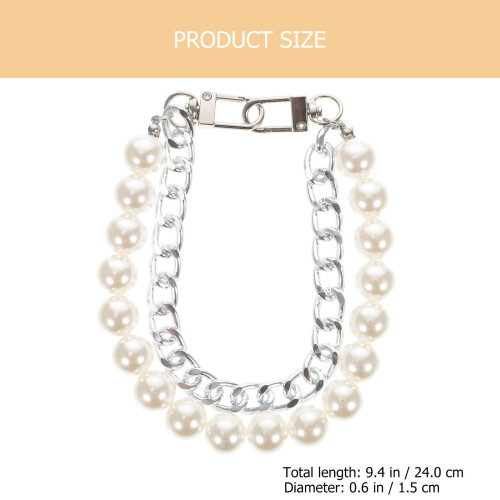2Pcs Silver Pearl Design Handbag Replacement Chain DIY Bag Strap 1