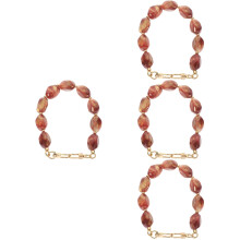 4Pcs Red Beaded Purse Chain Handle DIY Replacement with Easy Buckles