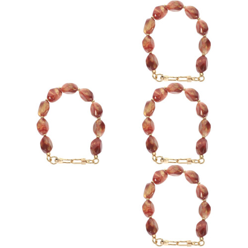 4Pcs Red Beaded Purse Chain Handle DIY Replacement with Easy Buckles