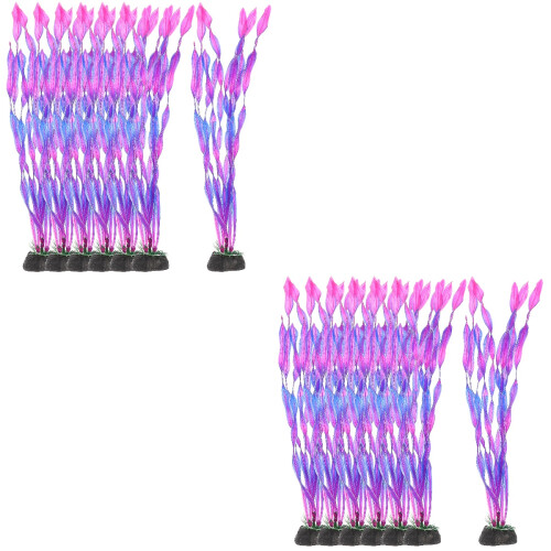 20Pcs Violet Fish Tank Plants Plastic Artificial Aquarium Ornament