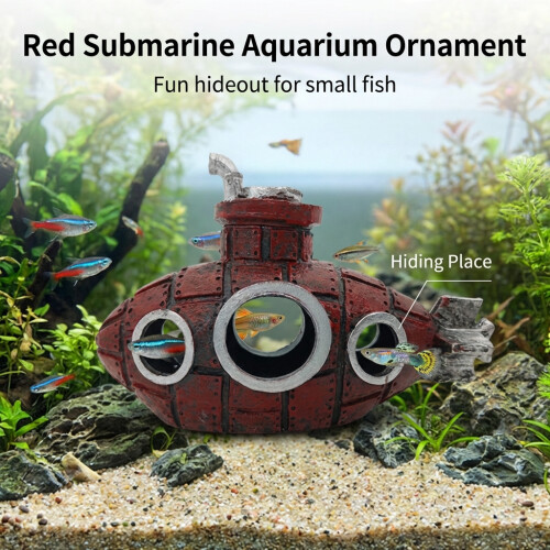 (Red) Resin Aquarium Cave for Fish Habitat 2