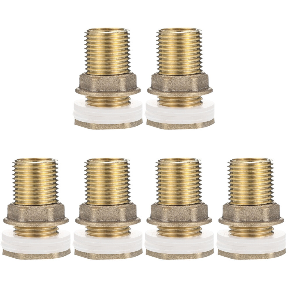 6Pcs Brass Threaded Bulkhead Coupler Water Tank Hose Fitting Golden 3723015818060