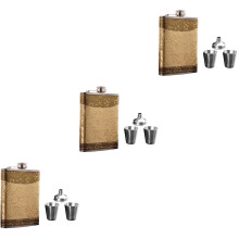 3Pcs Leakproof Stainless Steel Hip Flask with Cover for Outdoor Use