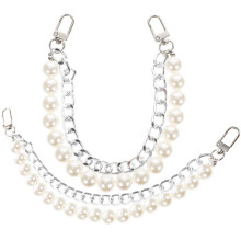 2Pcs Silver Pearl Design Handbag Replacement Chain DIY Bag Strap