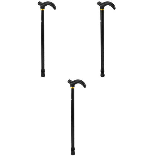 3Pcs Retractable Black Walking Canes with Non-Slip Handle for Men