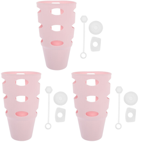 3Sets Pink Silicone Bottle Bottom Cover Anti-Scratch Home Bottle Boot 2