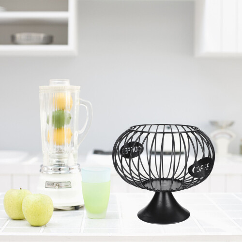1Pc Black Iron Coffee Capsules Storage Stand with Large Fence Base 2