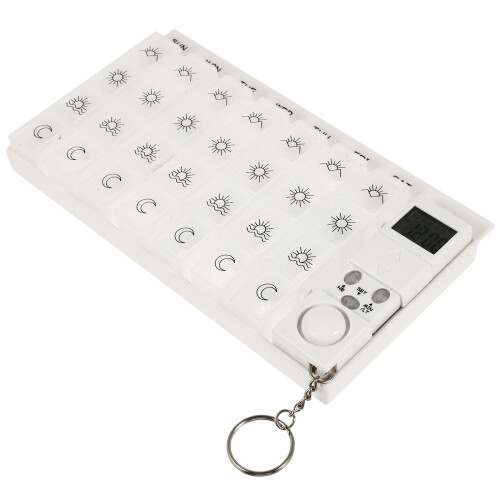 3Pcs White 7 Day Weekly Medicine Organizer with Alarm and Backlight 1