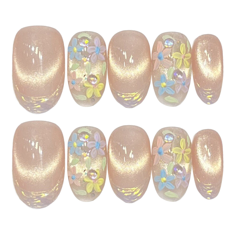 Dachuang Beauty (984 Short Oval, M) Artistic Press On Nails - Summer Manicure