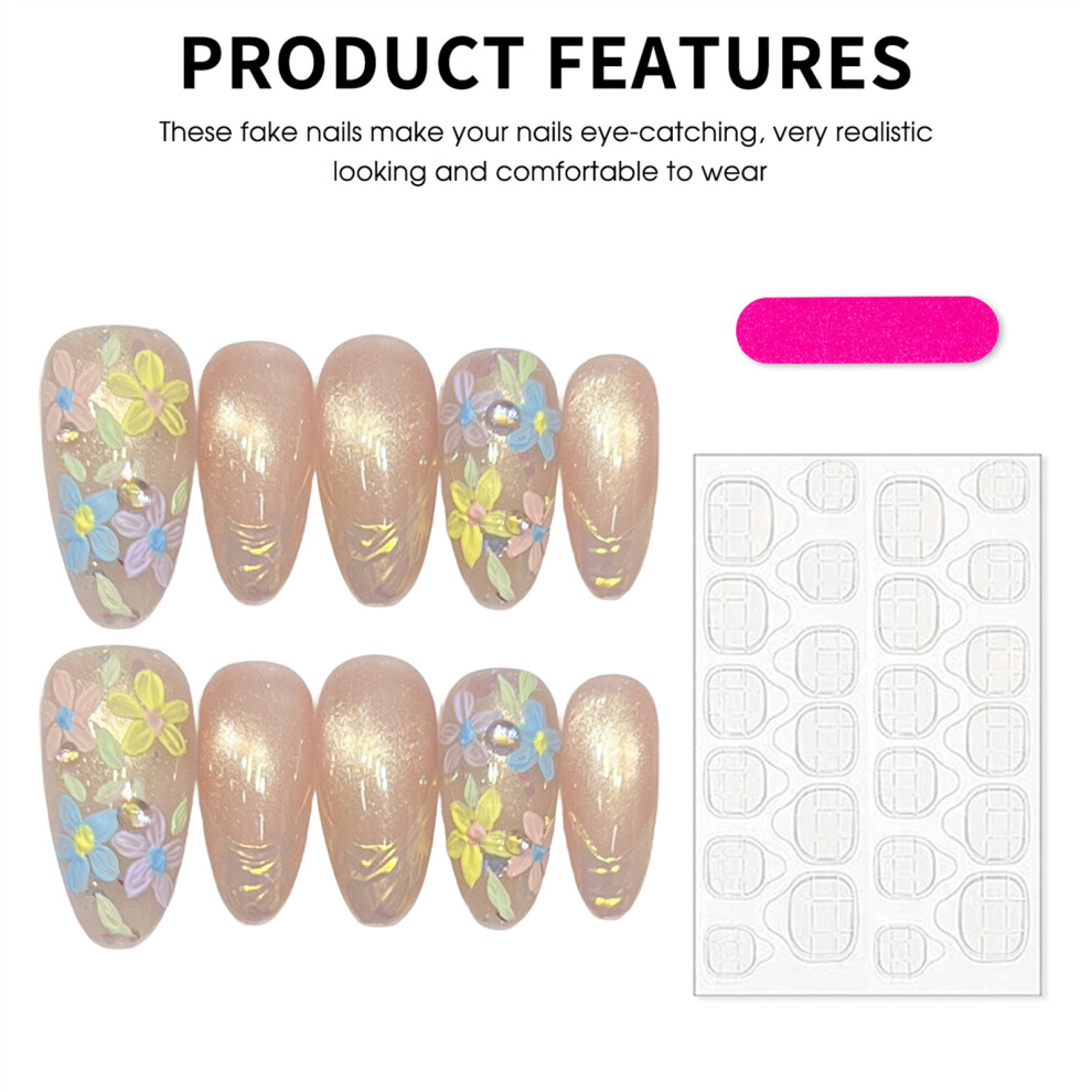 Roc-Electron (984 Medium Oval, Xs) Artistic Press On Nails - Summer Manicure