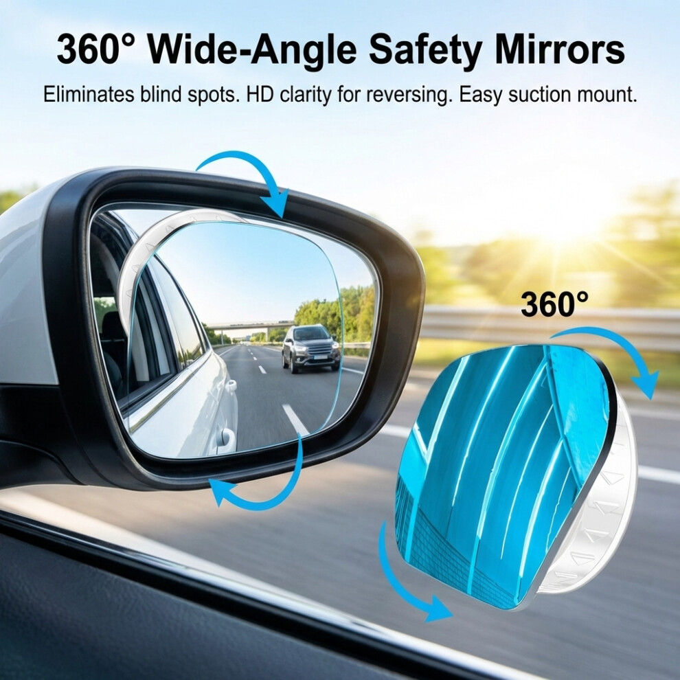 (White) 360 Hd Wide Angle Rear View Mirror White 6424024490779