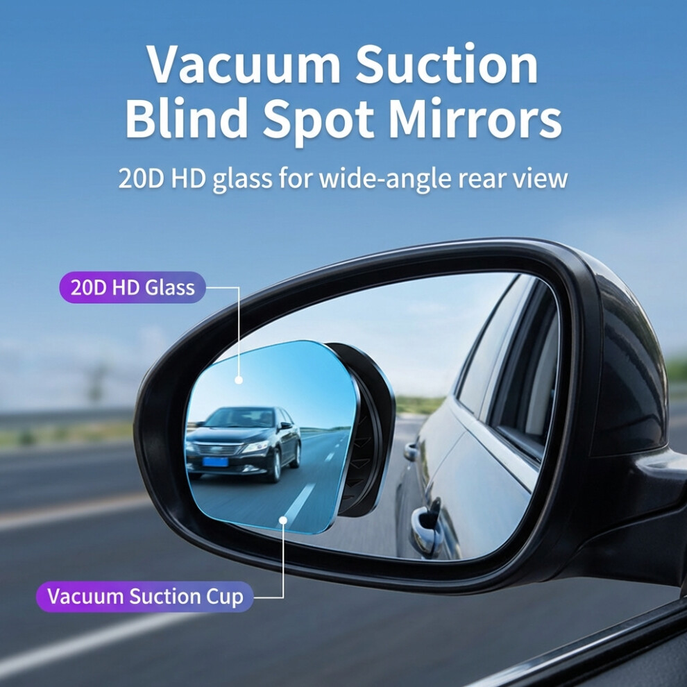 (Black) 360 Hd Wide Angle Rear View Mirror Black 6424024490762
