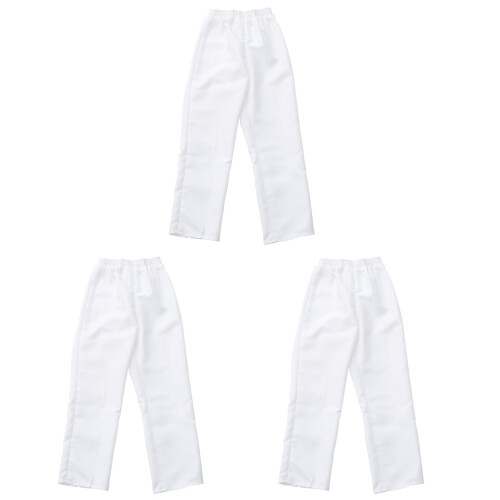 3Pairs Quick Drying Chef Pants White Breathable Loose Workwear 2