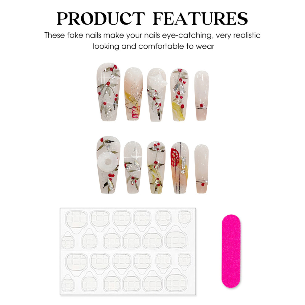 Dachuang Beauty (S) Cherry Print Fake Nails - Stylish & Comfortable