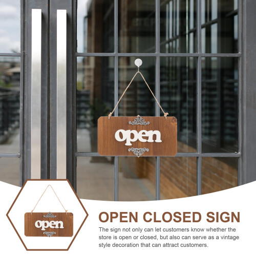 Doppelseitiges Holz "Open Closed" Geschäftstür Schild Zum Aufhängen 1