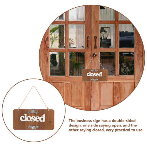 Doppelseitiges Holz "Open Closed" Geschäftstür Schild Zum Aufhängen 2