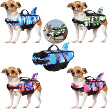(Green,XL)Dog Life Jacket Pet Safety Swimming Camouflage Shark Float Adjustable Buoyancy