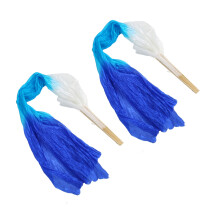 2Pcs 1.5m Art Silk Bamboo Fan White-Cyan-Blue