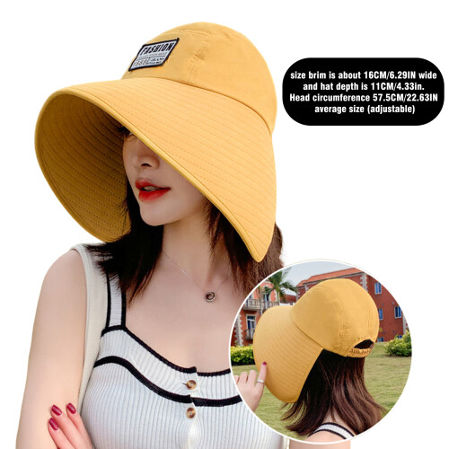 (Yellow) UV Sun Hat for Women - Ponytail Design 1