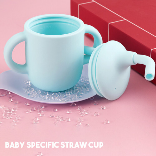(Light Blue) BPA-Free Silicone Sippy Cup for Babies 1