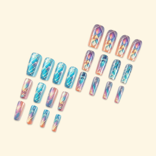 Holographic Nails 24pcs Multicolor Party Wedding 1
