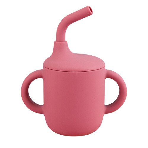 (Wine Red) BPA-Free Silicone Sippy Cup for Babies 2