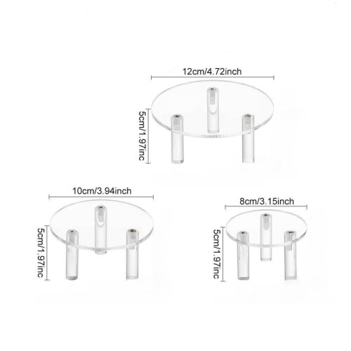 3PCS Round Acrylic Display Stand Clear L12cm M10cm 1