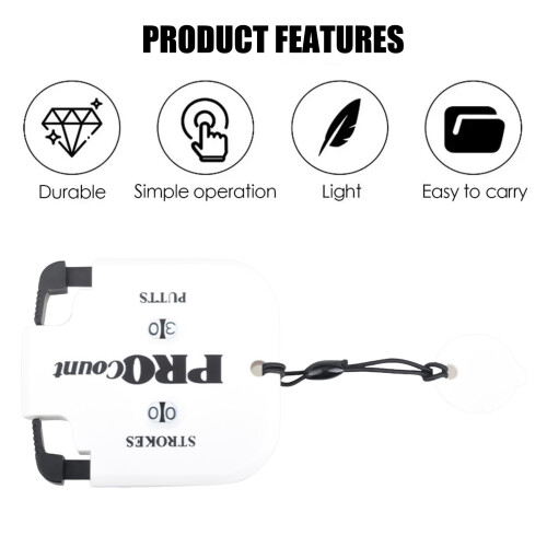 (White Black) 2-Digit Golf Score Counter, Keychain & 4-Round Reset 1
