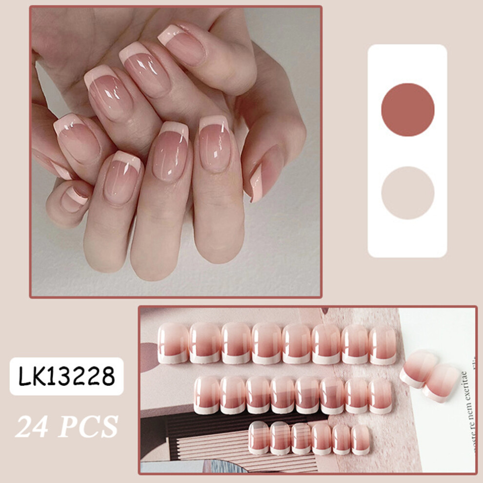 Dcph-Clothing (Standard) Gentle Pink French Press-On Nails Kit, 24Pcs