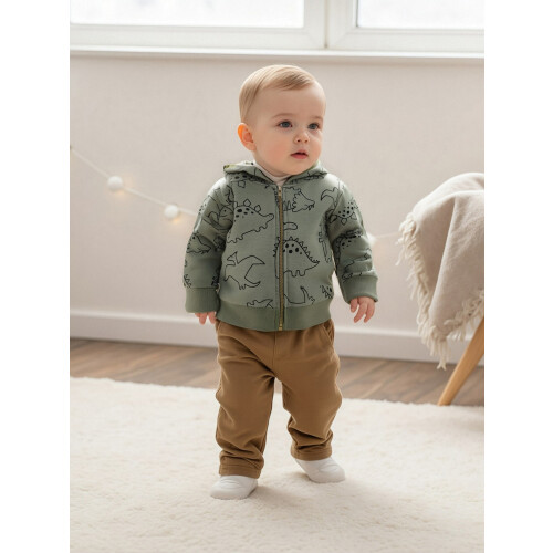 (18-24 Months, Army Green) Παλτό νήπια αγόρια με δεινόσαυρο 2