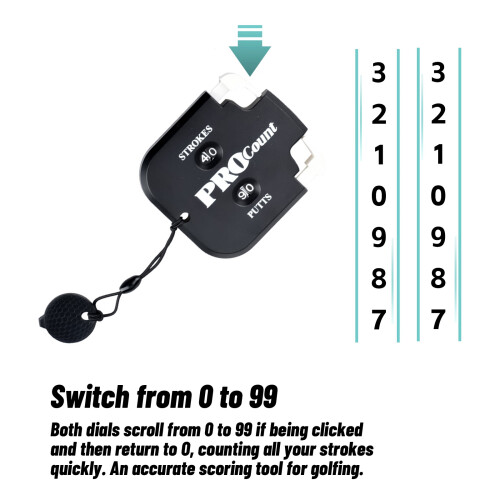 (Black Wihte) 2-Digit Golf Score Counter, Keychain & 4-Round Reset 2