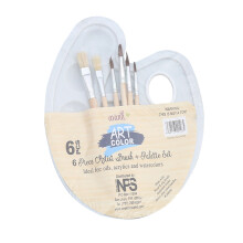 6pcs Paint Brushes & Palette Tray Set for Kids & Adults—Watercolor, Oil, Gouache