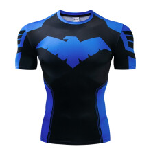 (Nightwing,S)Batman 3d Print Gym Tshirt Men Fitness Tee Compression Tops