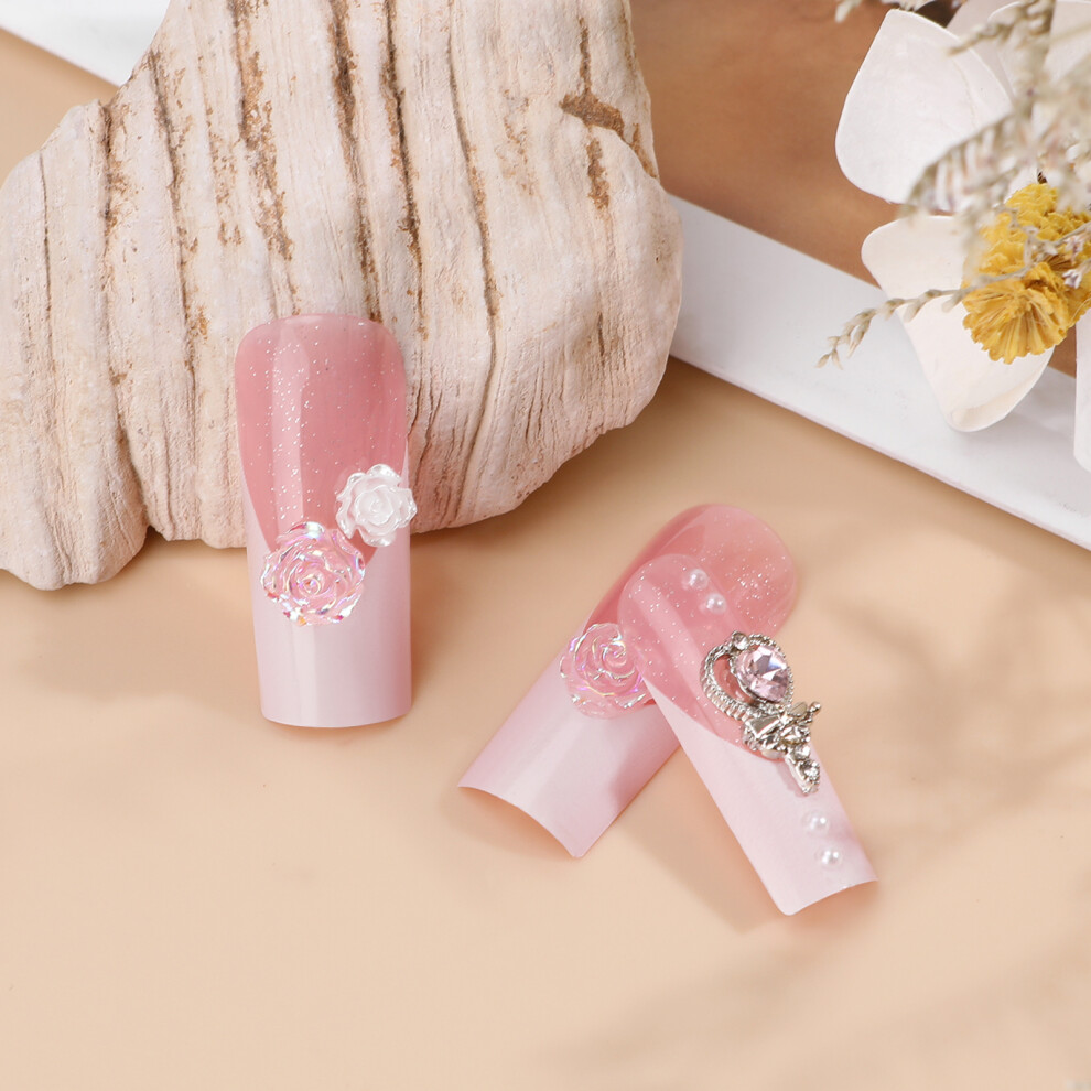 Reach-Tools Bowknot French False Nails - White Pink Manicure Art