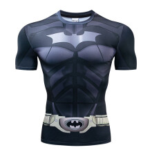 (Batman 2,2XL)Batman 3d Print Gym Tshirt Men Fitness Tee Compression Tops