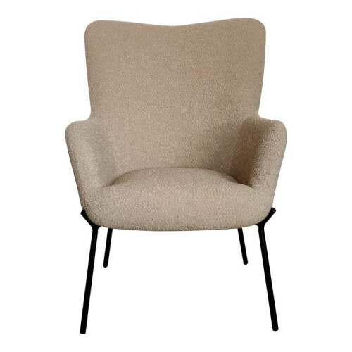 Armchair in brown bouclé polyester with black legs 1