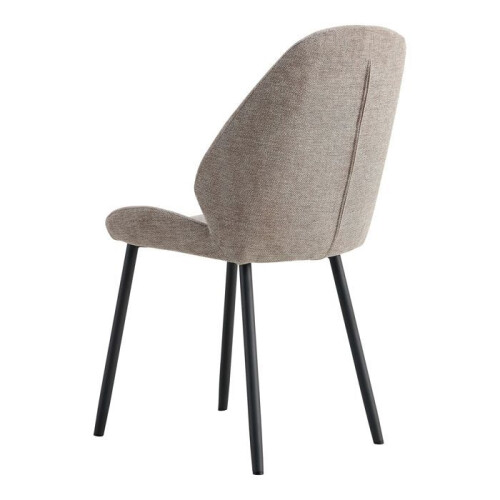 2 comfortable dining chairs in stone polyester with black legs 2