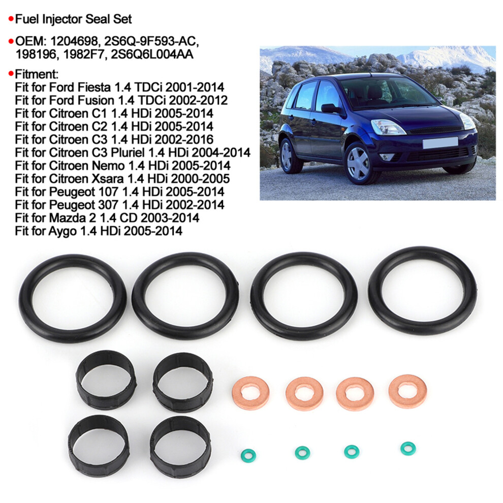 O-Ring And Washer Fuel Injector Seal Set For Citroen Nemo Xsara C1 C2 C3 198196 7671392319402