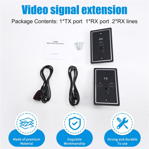 Extensor de Placa de Pared HD, Compatible con , Tipo Panel, Cable de Red de Alta Definición, 50 M, 1080P 1