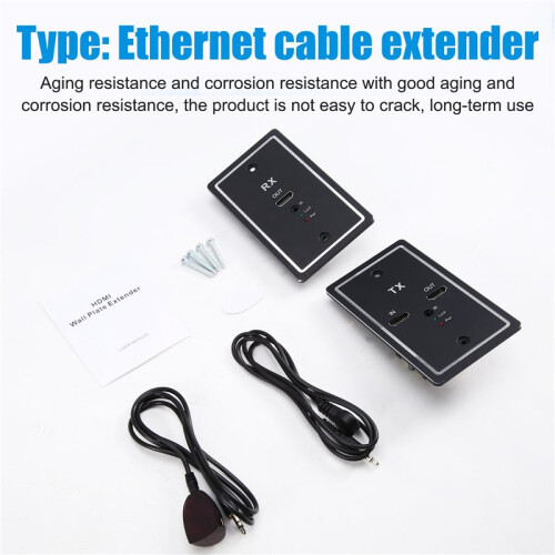 HD Wall Plate Extender -Compatible Wall Socket Panel Type High-Definition Network Cable Extender 50m 1080P 2