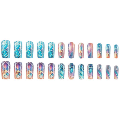 Holographic Nails 24pcs Multicolor Party Wedding