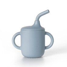 (Dark Blue) BPA-Free Silicone Sippy Cup for Babies