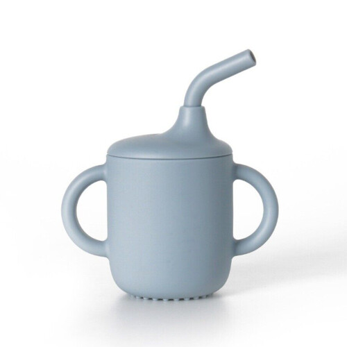 (Dark Blue) BPA-Free Silicone Sippy Cup for Babies