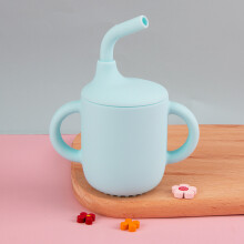 (Light Blue) BPA-Free Silicone Sippy Cup for Babies