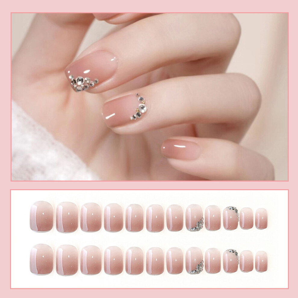 Dachuang Beauty (Jelly Glue Model) 24Pcs Gradient Press-On Nails With Rhinestones