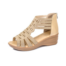 (Beige, 37) Chunky Block Heels Sandals for Walking & Travel