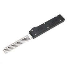 Stainless Steel Spring Comb Beard Hair Folding Pocket Tool Black